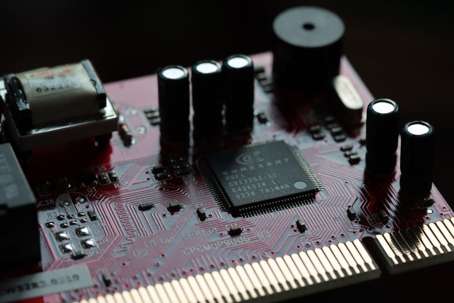 Electronic components mounted on a circuit board